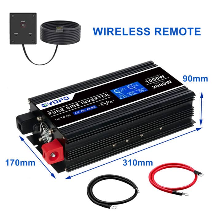 ממיר מתח 1000w ac\dcסינוס טהור 12v\24v\48v