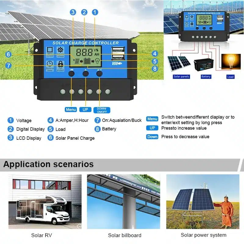 בקר טעינה אוטומטי חכם chargeflow auto-30a pwm 12v 24v