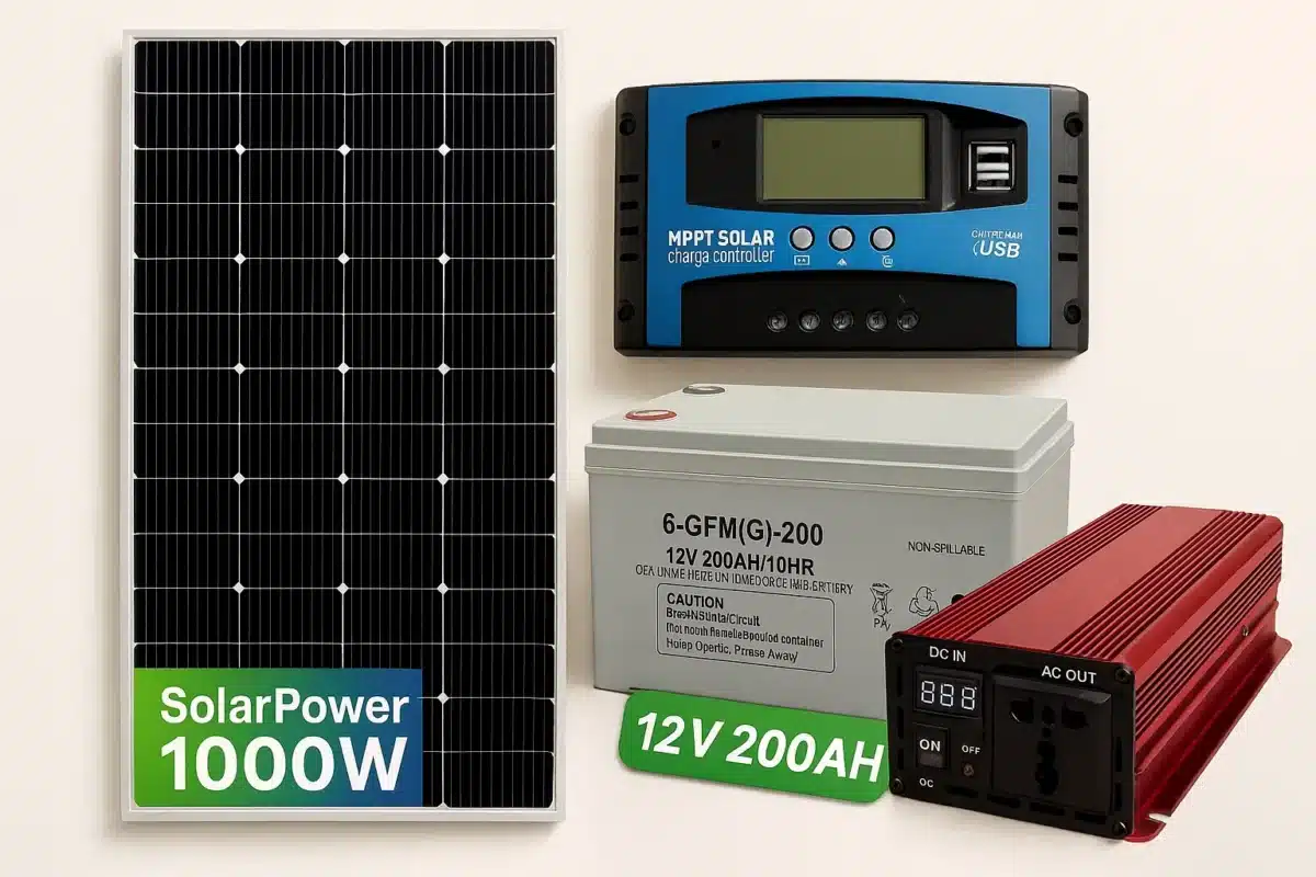 מערכת סולארית 1000w מצברים בקר וממיר