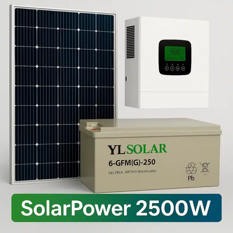 מערכת סולארית 2500w כולל מצברים ובקר