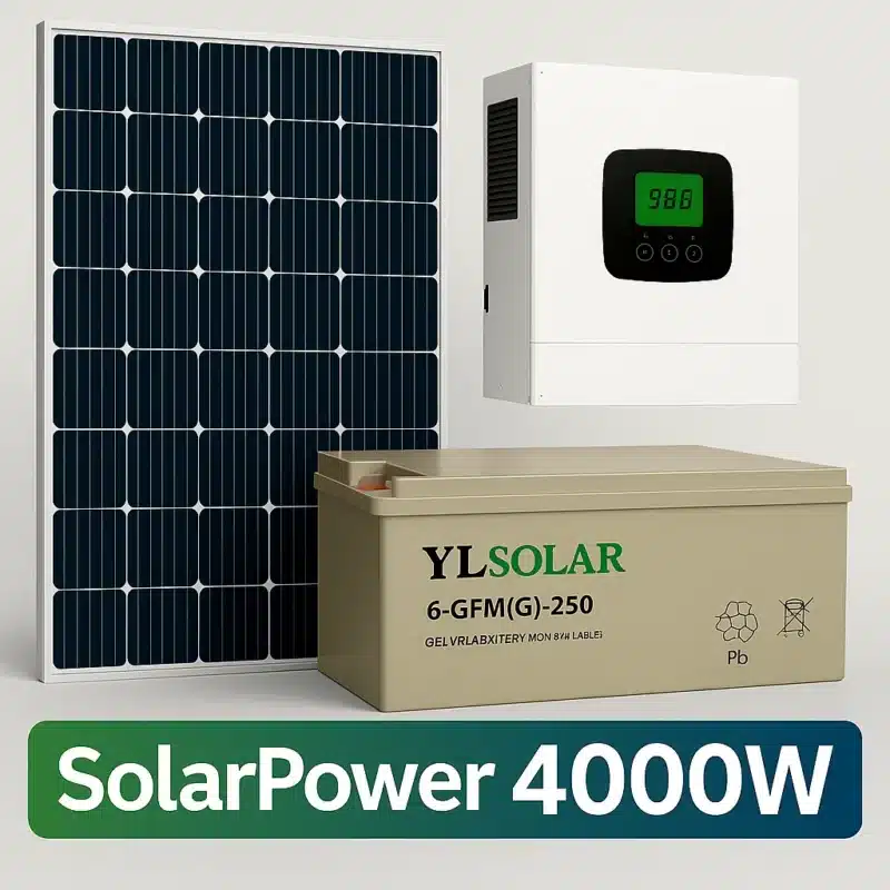 מערכת סולארית 4000w כולל ממיר מצברים ובקר