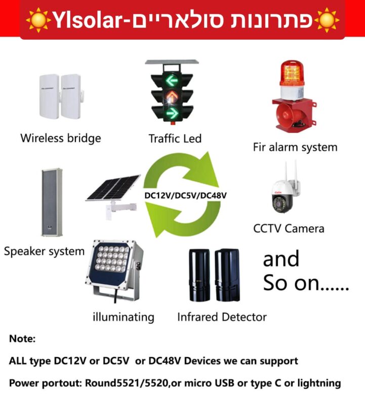 מערכת סולארית למצלמות מערכת סולארית 12v למגוון שימושים סולארית 12v