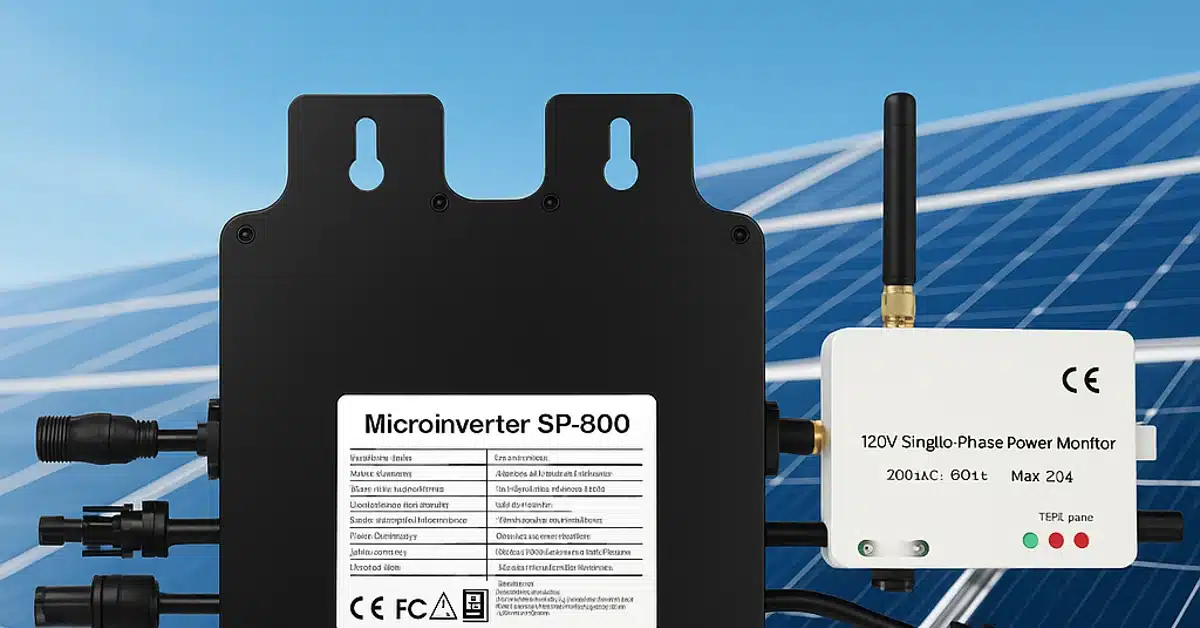 מבט חזיתי על המיקרוn אינוורטר SP-800 – -מיקרו אינוורטר סולארי עיצוב קומפקטי ויעיל