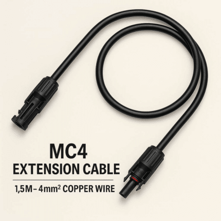 כבל מאריך ל־MC4 שחור 1.5 מטר אורך למערכות ופאנלים סולאריים-