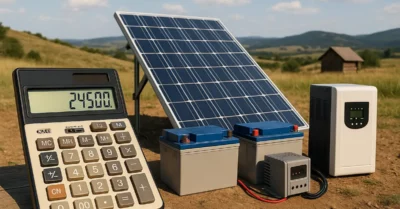 מחשבון סולארי offgrid עם פאנלים סולאריים ומצברים